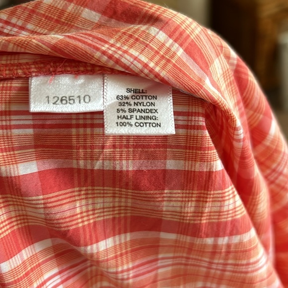 NWOT.  Ann Taylor Loft plaid short summer dress in a shade of peachy orange. - Picture 12 of 12